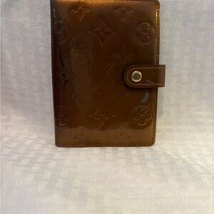 Louis Vuitton Embossed Bronze Vernis PM Agenda/Passport holder